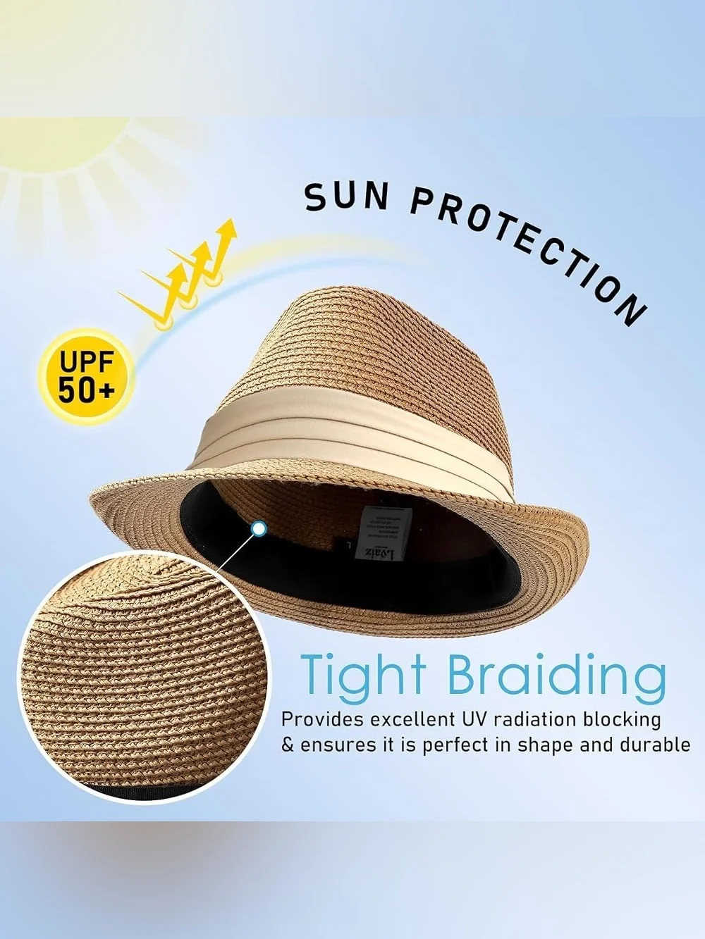 NWT Natural Straw Hat - UV Protection - Beach Hat